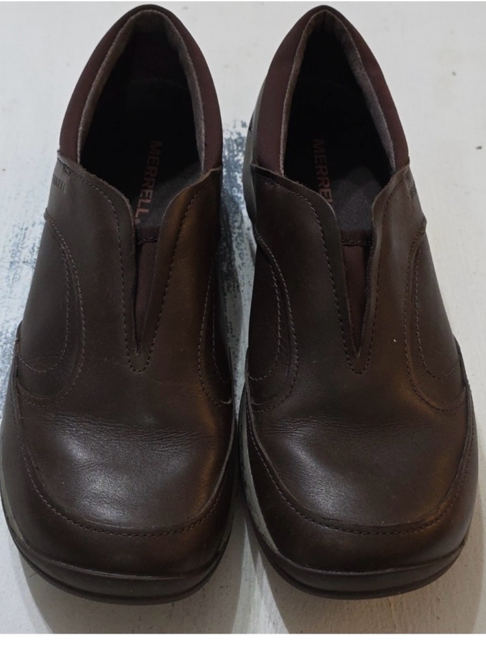 Merrell Brown Leather Slip-On Women's Loafers